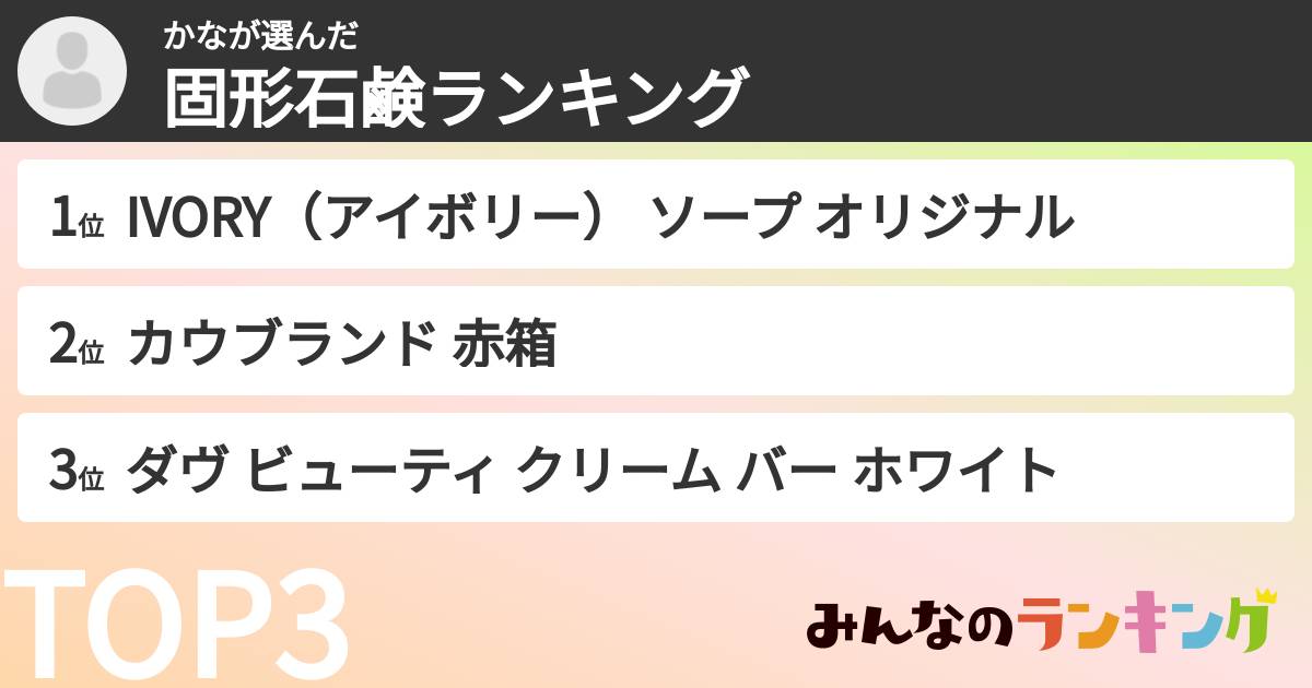 かなさんの「固形石鹸ランキング」
