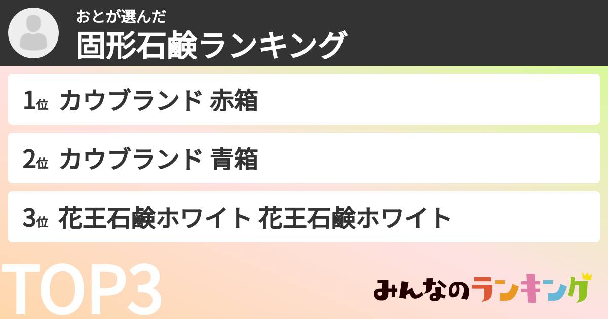 おとさんの「固形石鹸ランキング」