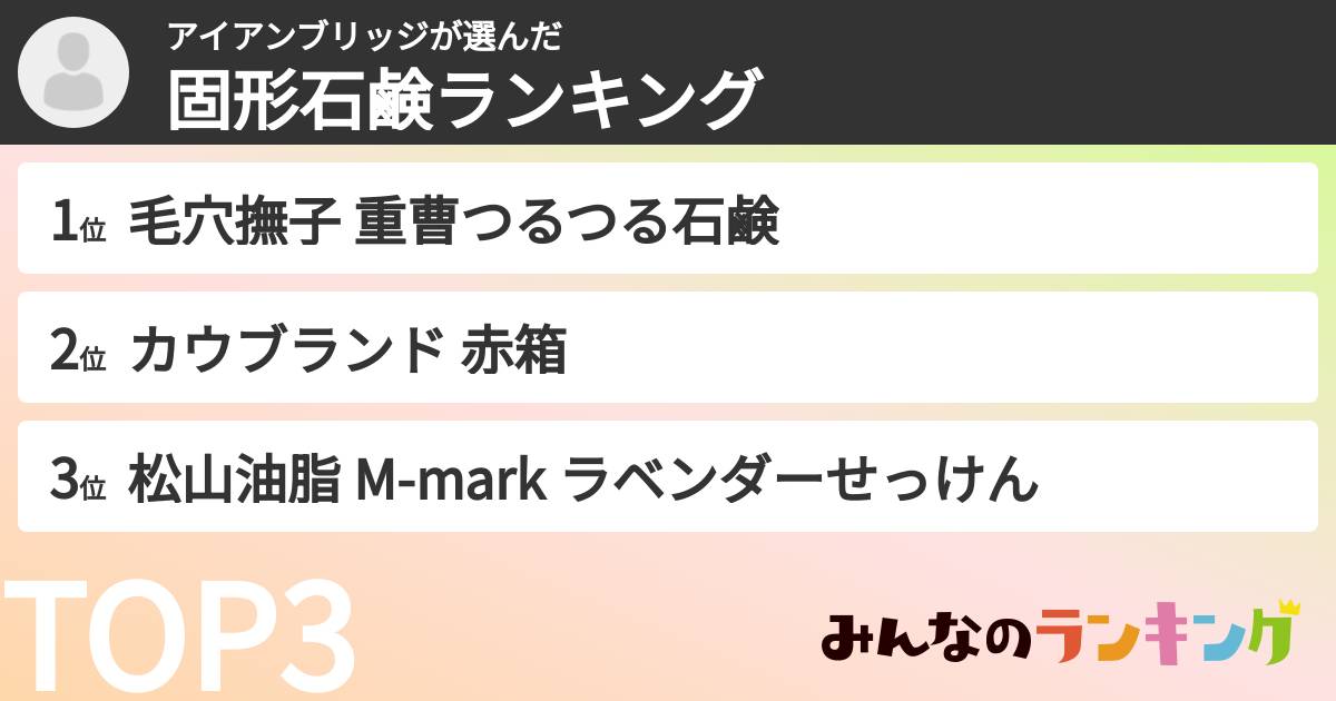 アイアンブリッジさんの「固形石鹸ランキング」