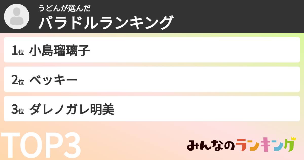 うどんさんの「バラドルランキング」