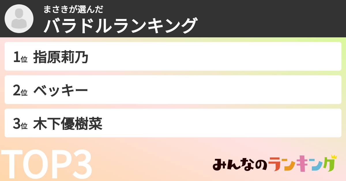 まさきさんの「バラドルランキング」