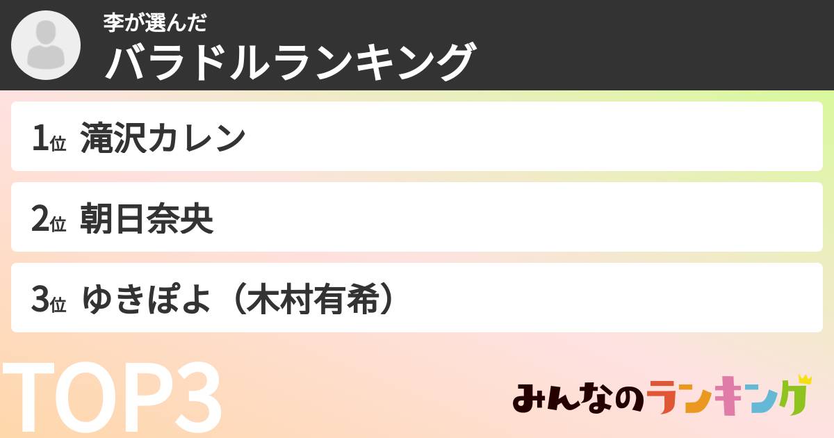 李さんの「バラドルランキング」
