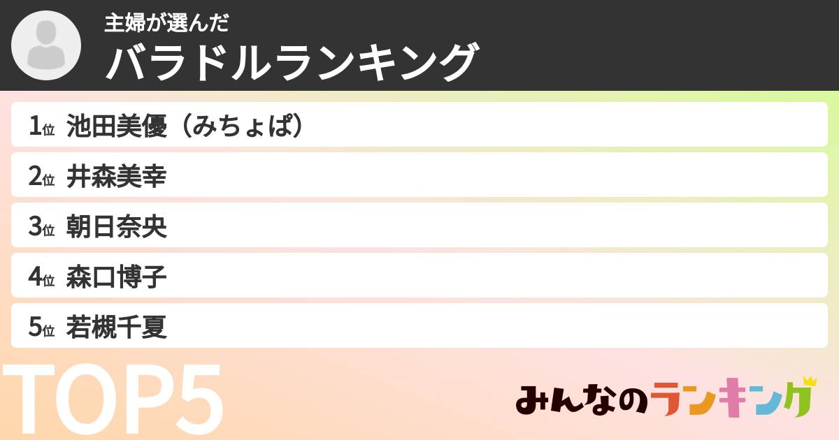 主婦さんの「バラドルランキング」
