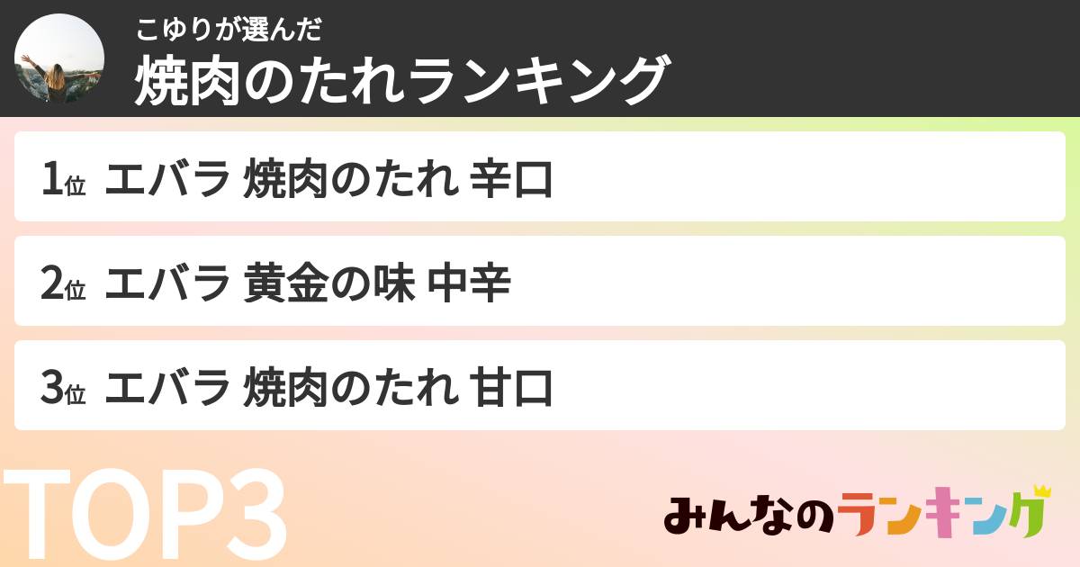 こゆりさんの「焼肉のたれランキング」