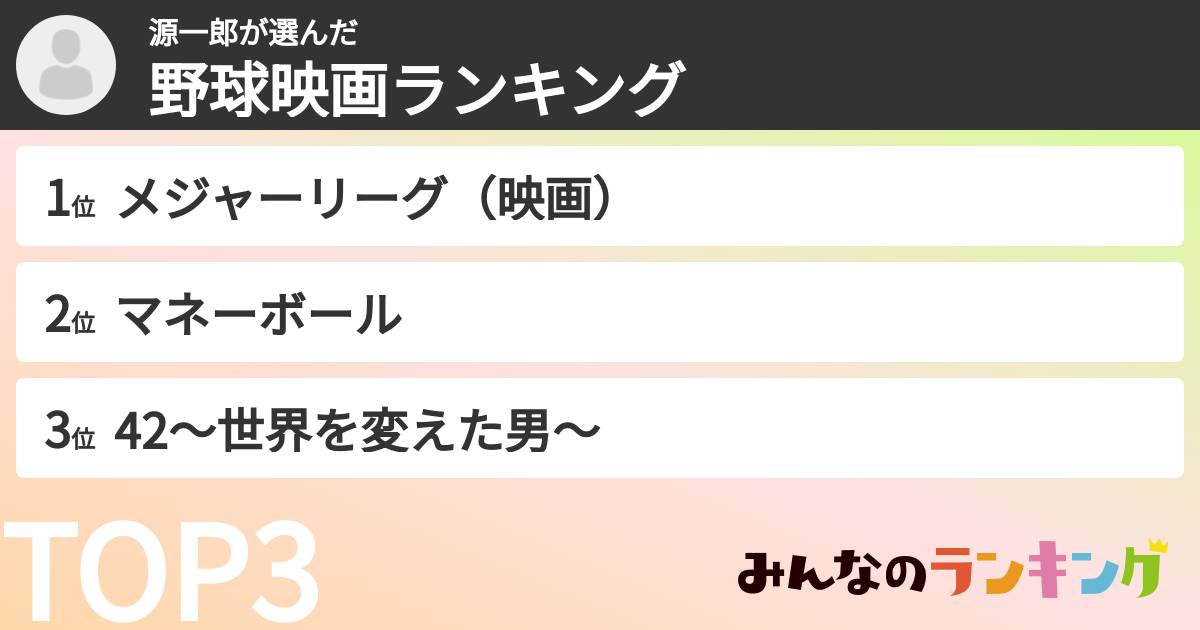源一郎さんの「野球映画ランキング」