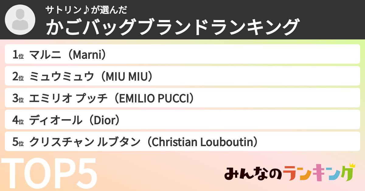 サトリン♪さんの「かごバッグブランドランキング」
