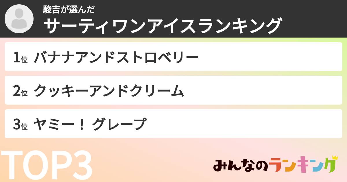 駿吉さんの「サーティワンアイスランキング」