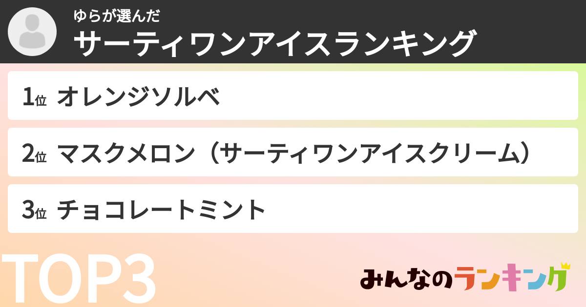 ゆらさんの「サーティワンアイスランキング」