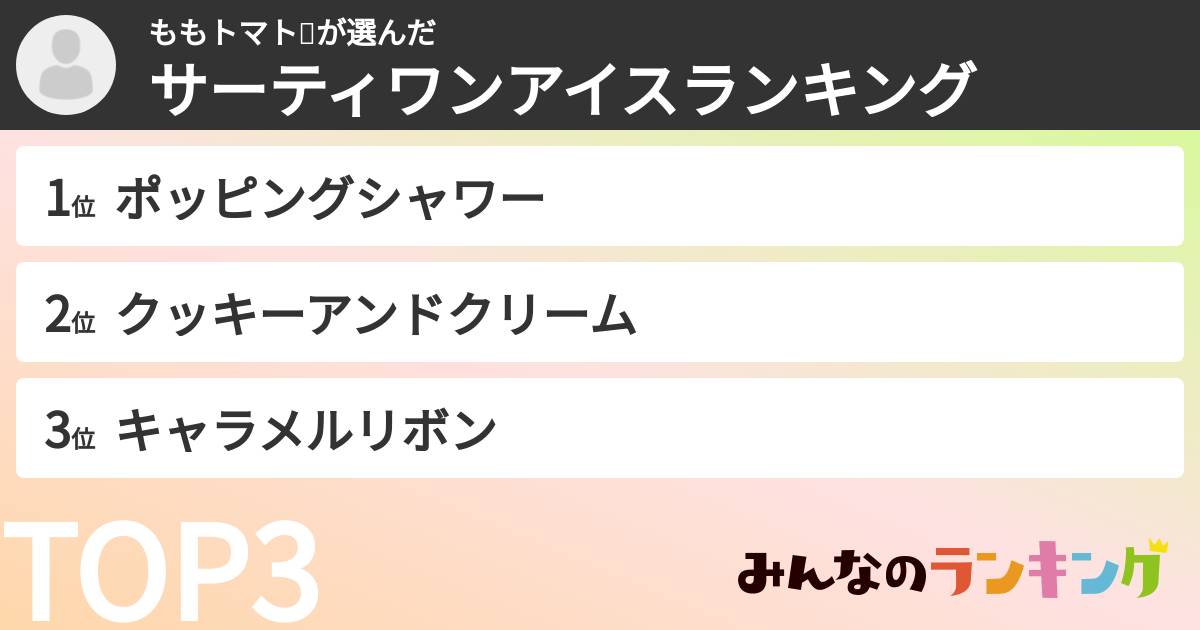 ももトマト🍅さんの「サーティワンアイスランキング」