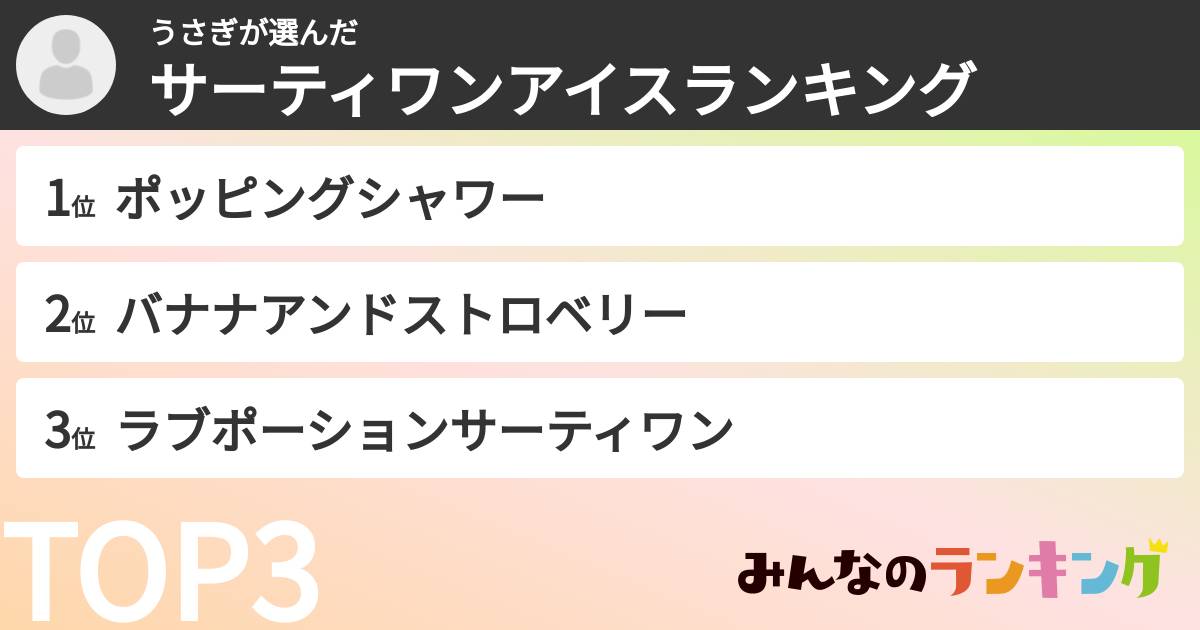 うさぎさんの「サーティワンアイスランキング」