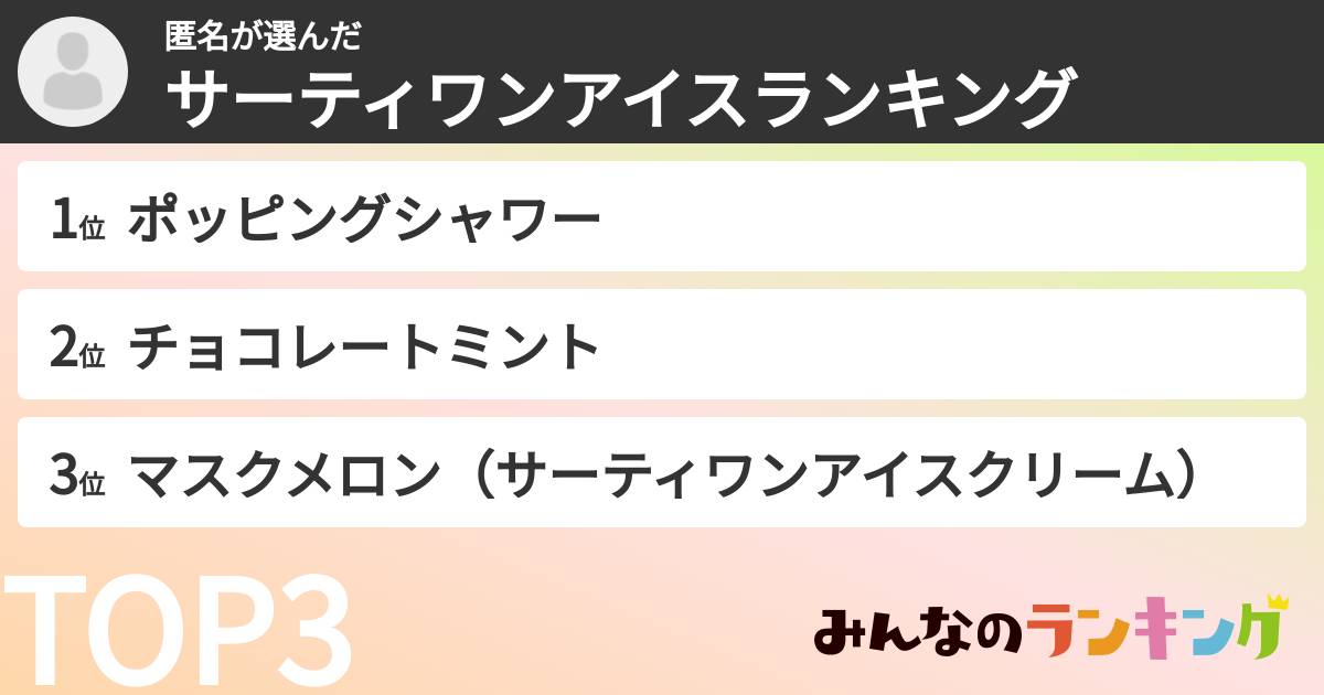 匿名さんの「サーティワンアイスランキング」