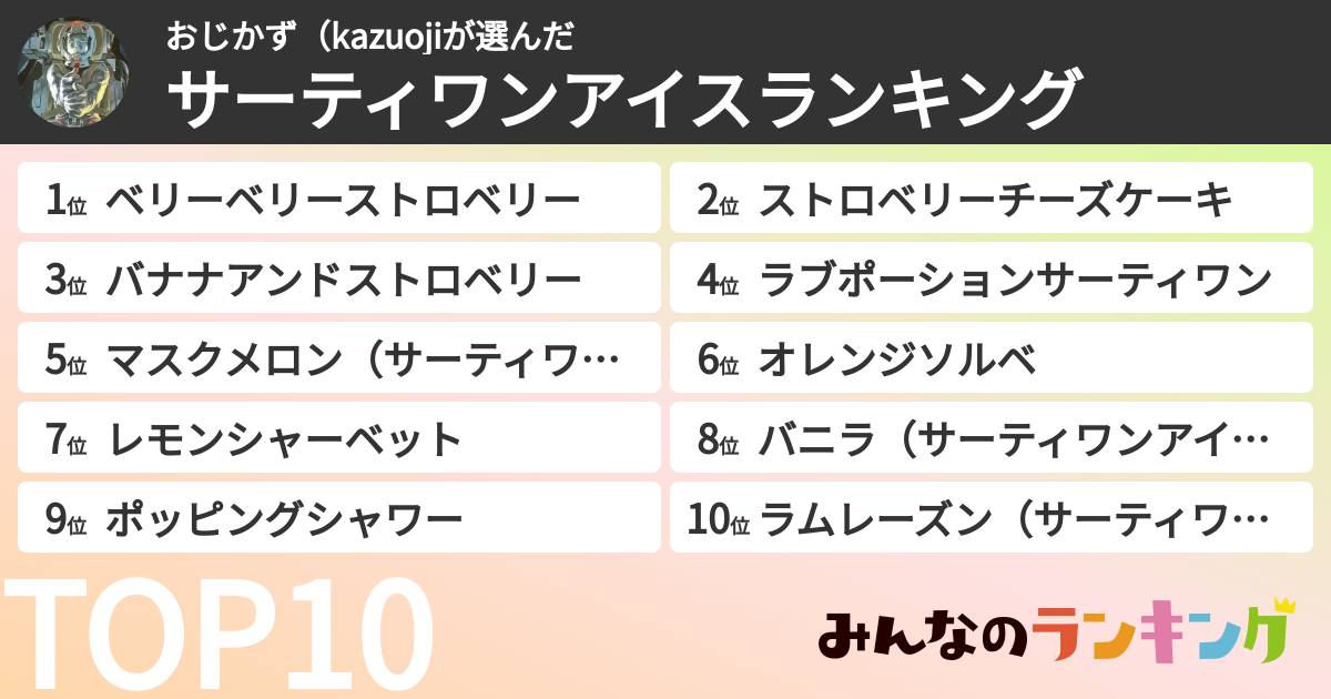 おじかず（kazuojiさんの「サーティワンアイスランキング」