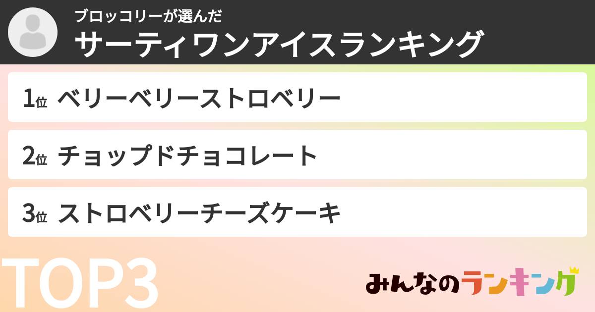ブロッコリーさんの「サーティワンアイスランキング」