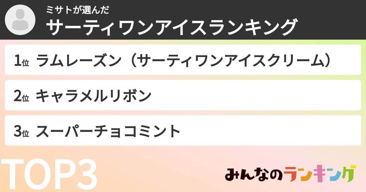 ミサトさんの「サーティワンアイスランキング」
