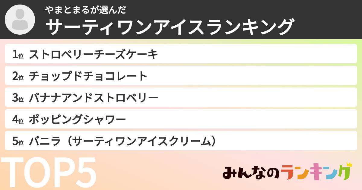 やまとまるさんの「サーティワンアイスランキング」