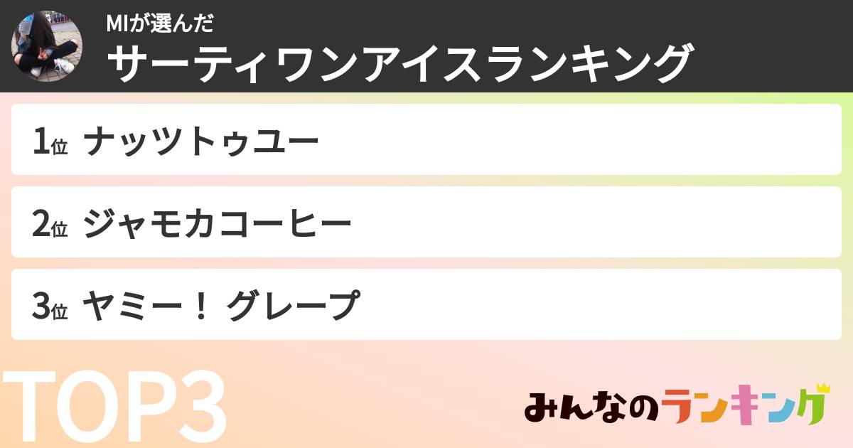 MIさんの「サーティワンアイスランキング」