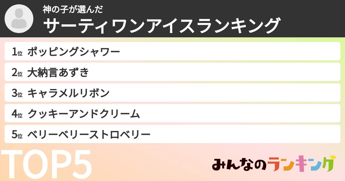 神の子さんの「サーティワンアイスランキング」