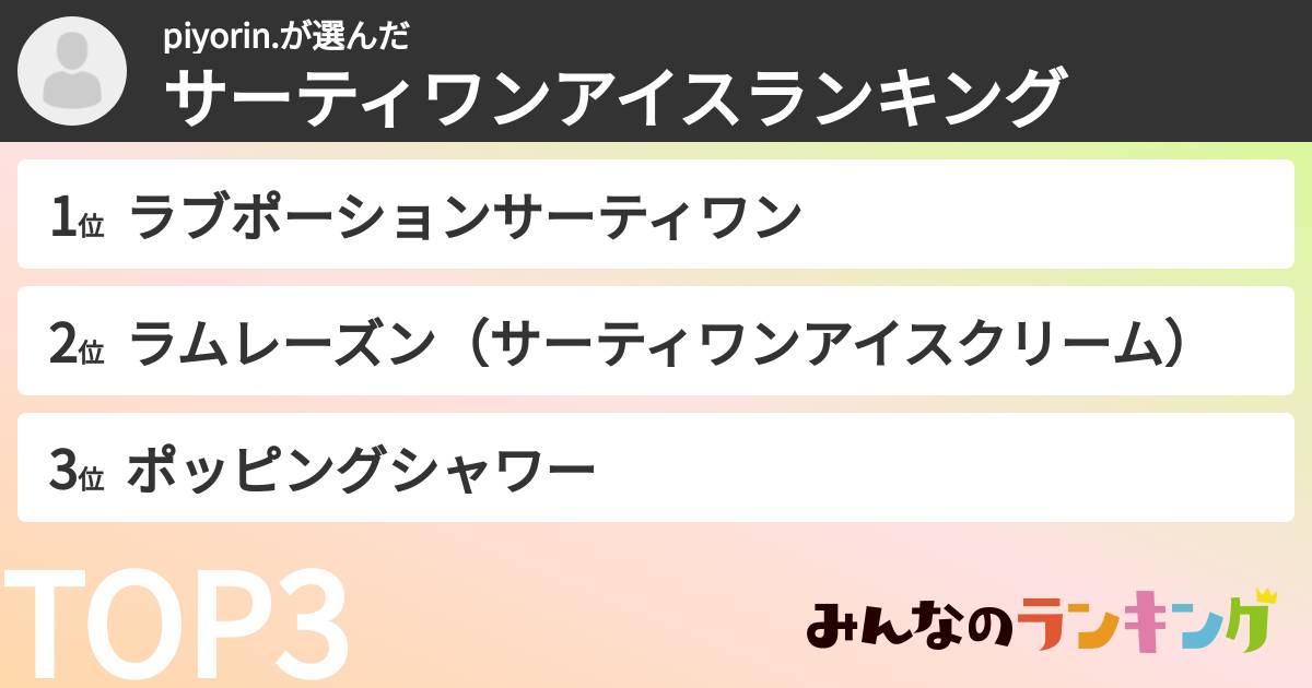 piyorin.さんの「サーティワンアイスランキング」