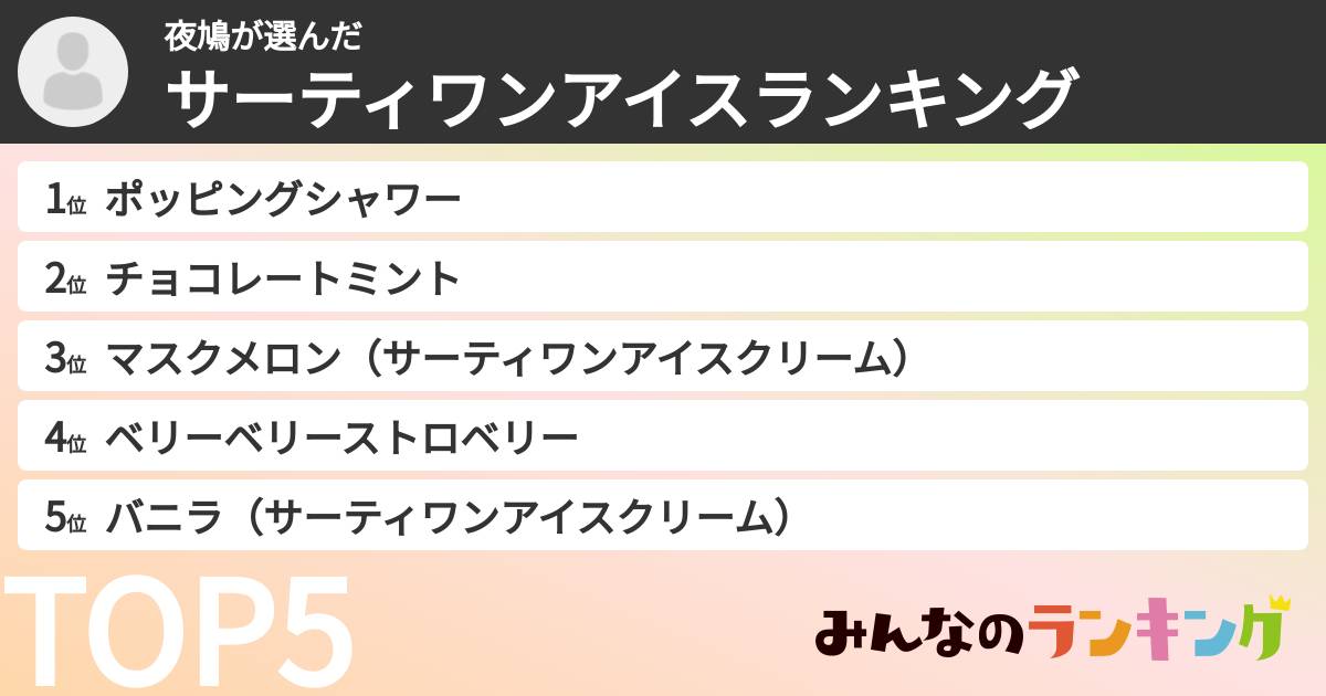 夜鳩さんの「サーティワンアイスランキング」