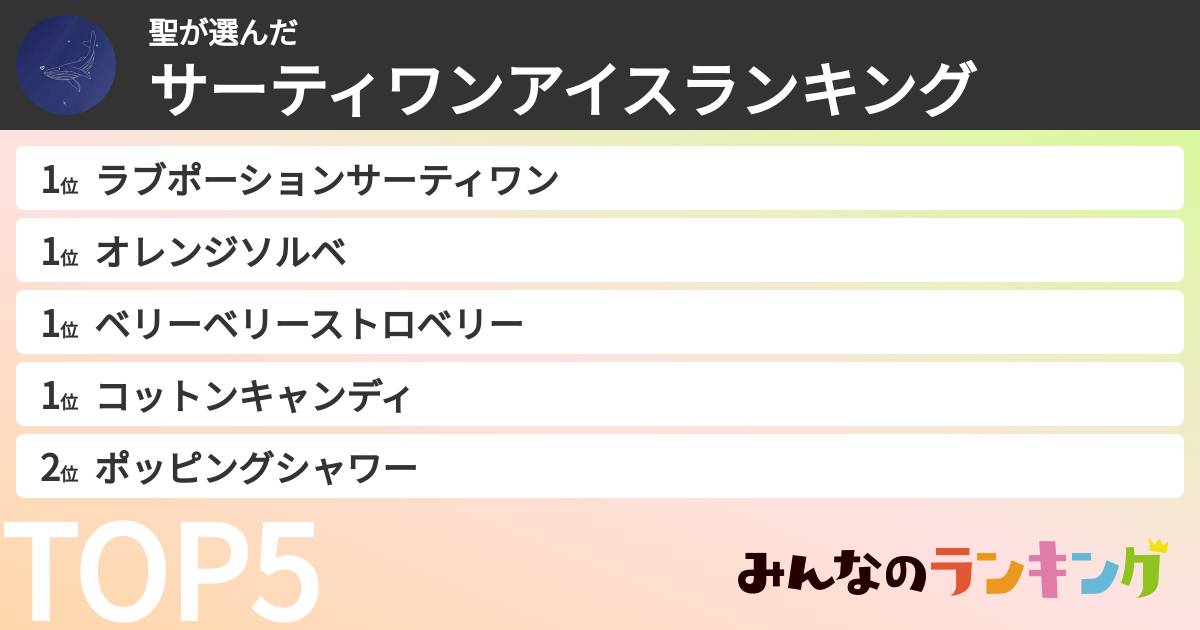 聖さんの「サーティワンアイスランキング」