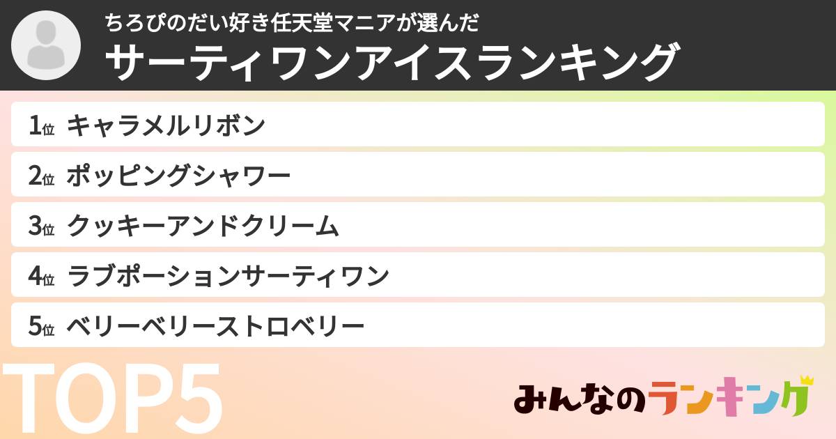 ちろぴのだい好き任天堂マニアさんの「サーティワンアイスランキング」