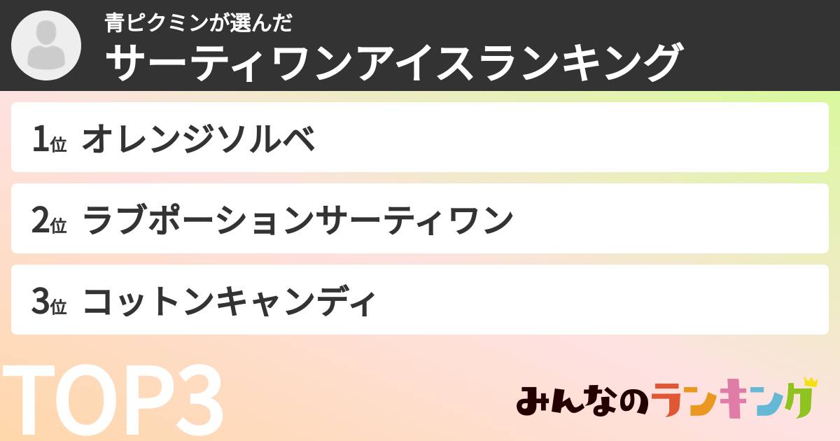 青ピクミンさんの「サーティワンアイスランキング」