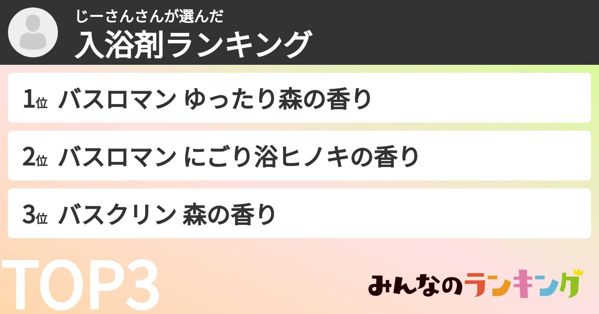じーさんさんさんの「入浴剤ランキング」