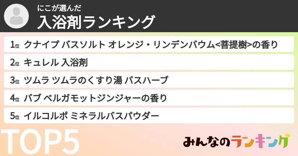 にこさんの「入浴剤ランキング」