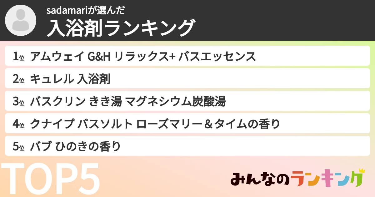 sadamariさんの「入浴剤ランキング」