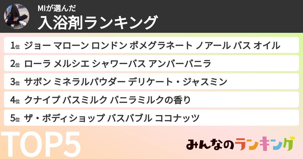 MIさんの「入浴剤ランキング」