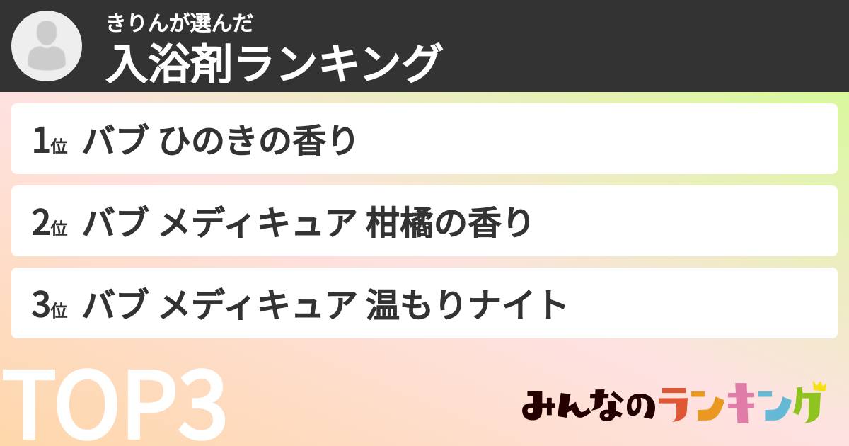 きりんさんの「入浴剤ランキング」