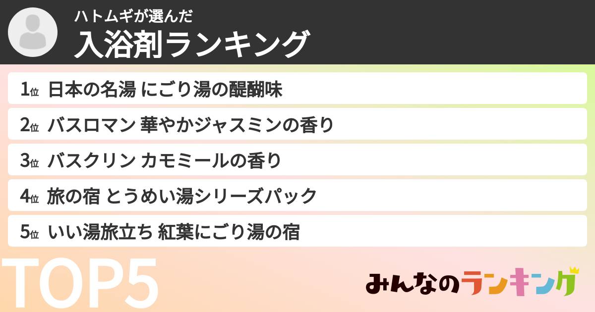 ハトムギさんの「入浴剤ランキング」