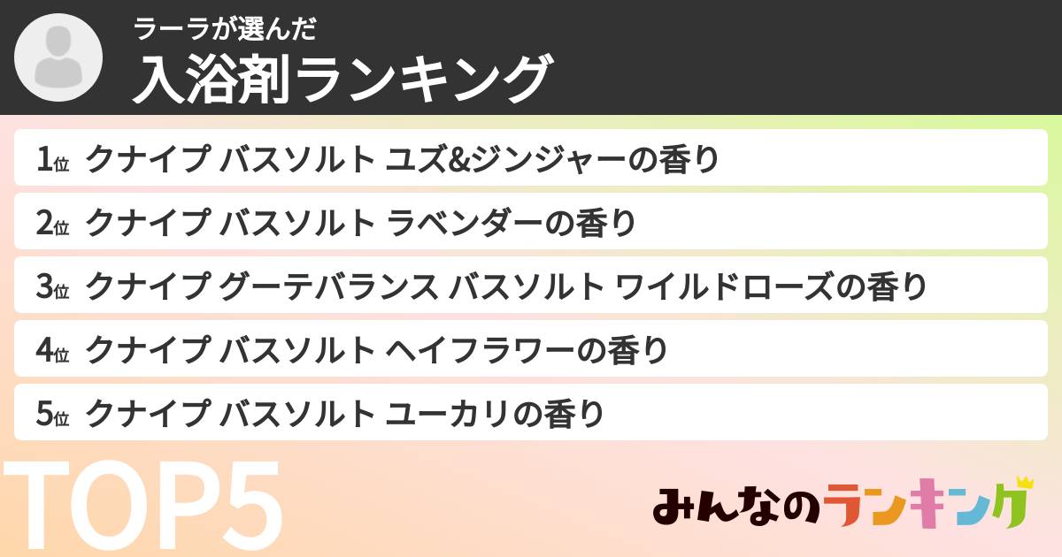 ラーラさんの「入浴剤ランキング」