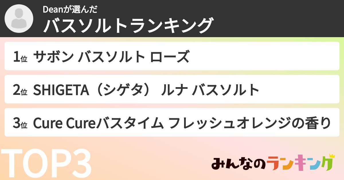 Deanさんの「バスソルトランキング」