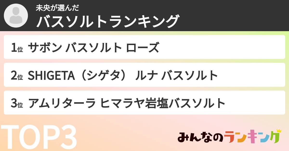 未央さんの「バスソルトランキング」