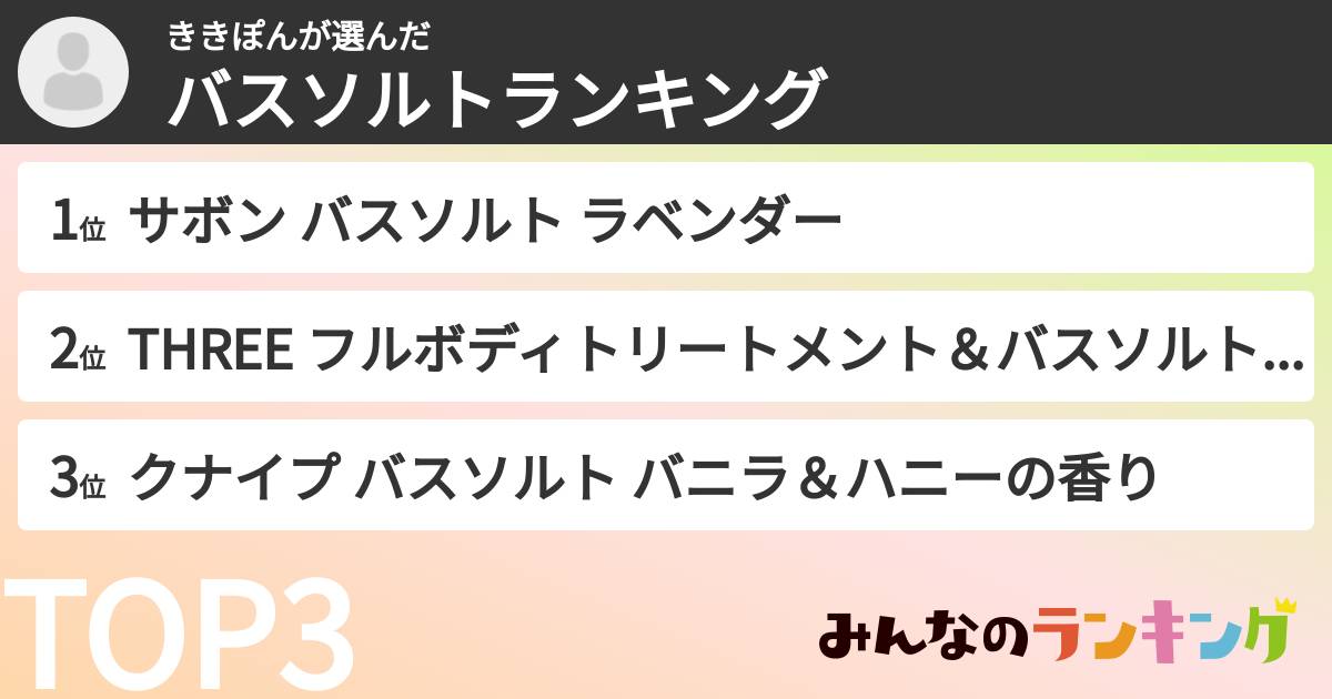 ききぽんさんの「バスソルトランキング」