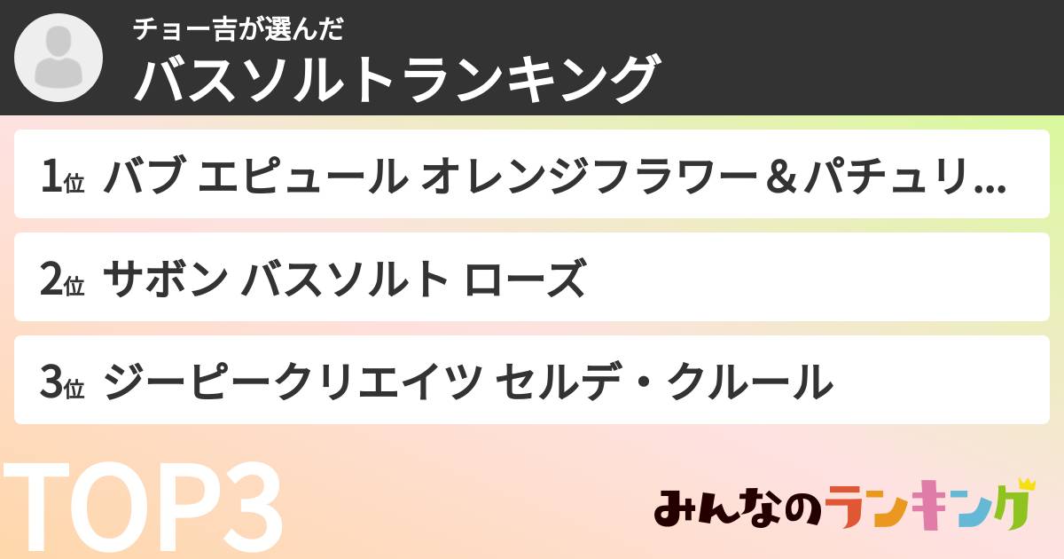 チョー吉さんの「バスソルトランキング」