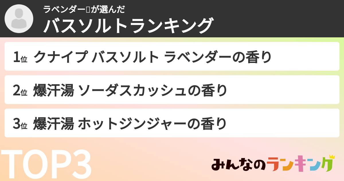 ラベンダー💜さんの「バスソルトランキング」