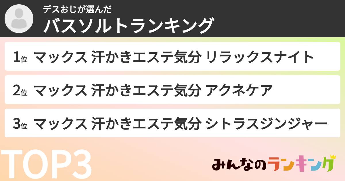 デスおじさんの「バスソルトランキング」