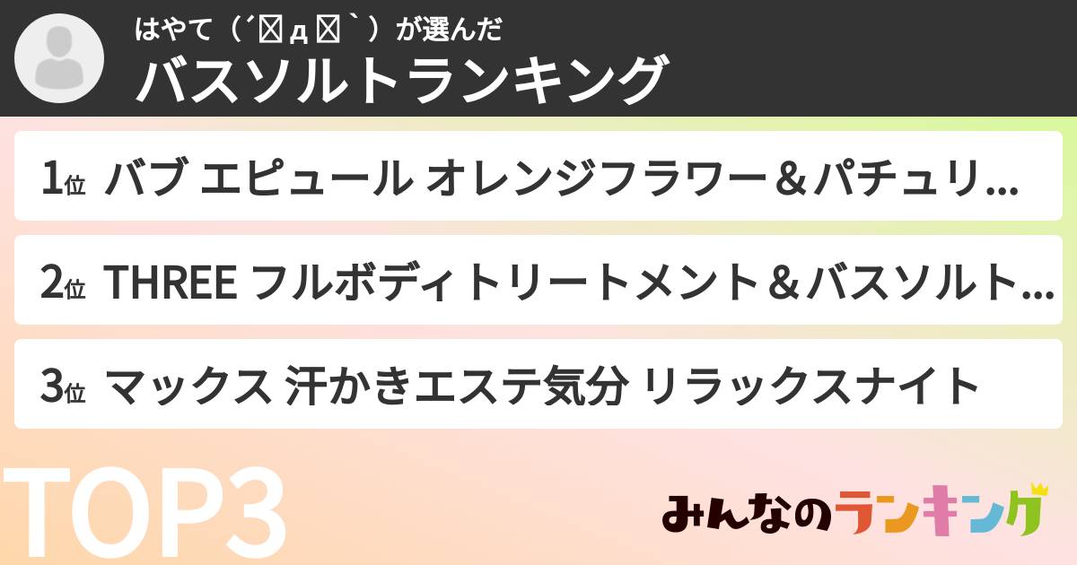 はやて（´◕ д ◕｀）さんの「バスソルトランキング」