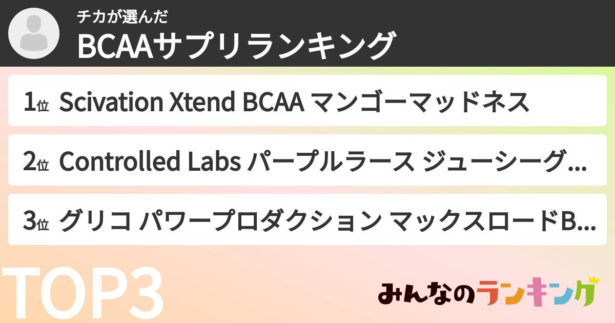 チカさんの「BCAAサプリランキング」