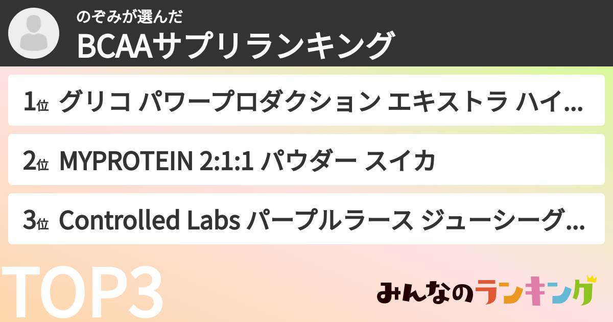 のぞみさんの「BCAAサプリランキング」