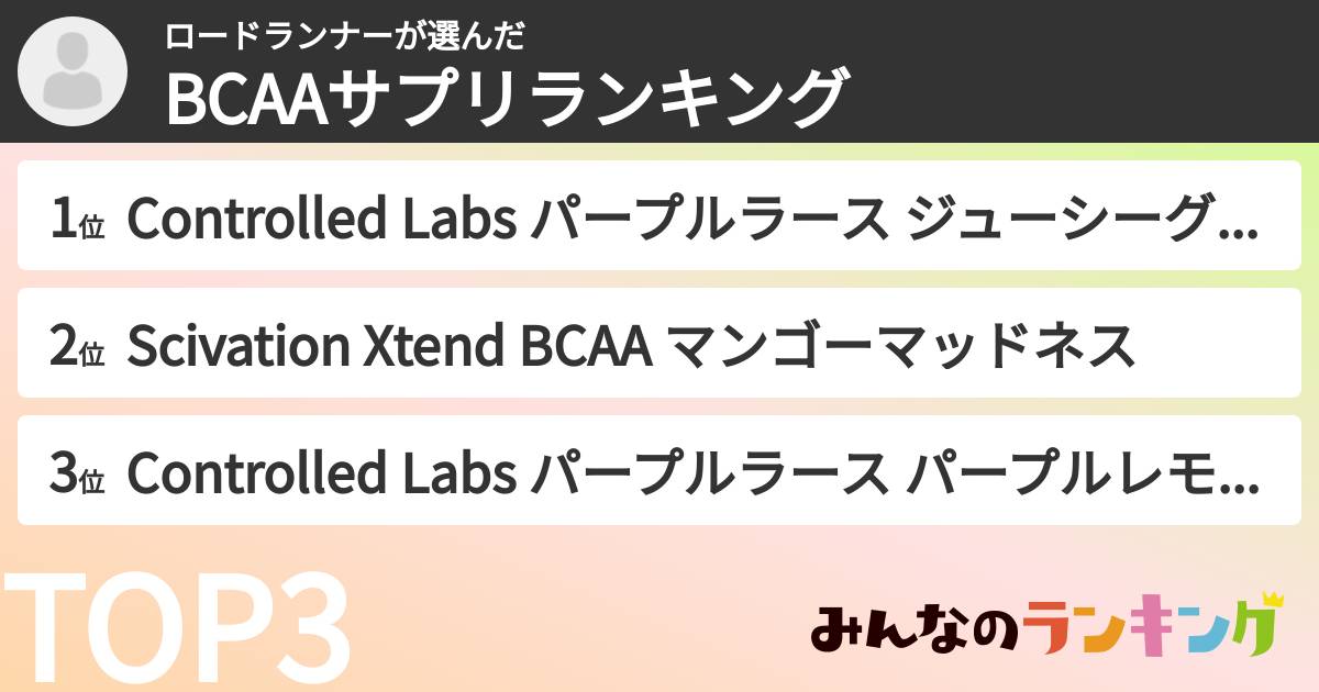 ロードランナーさんの「BCAAサプリランキング」