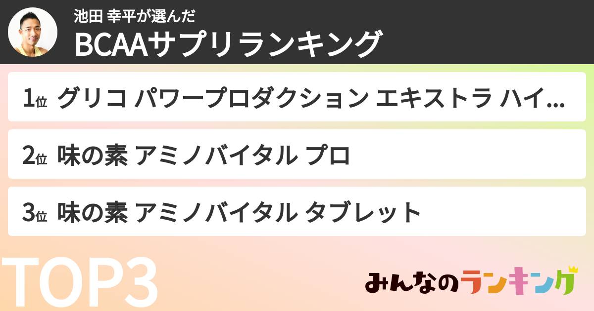 池田 幸平さんの「BCAAサプリランキング」