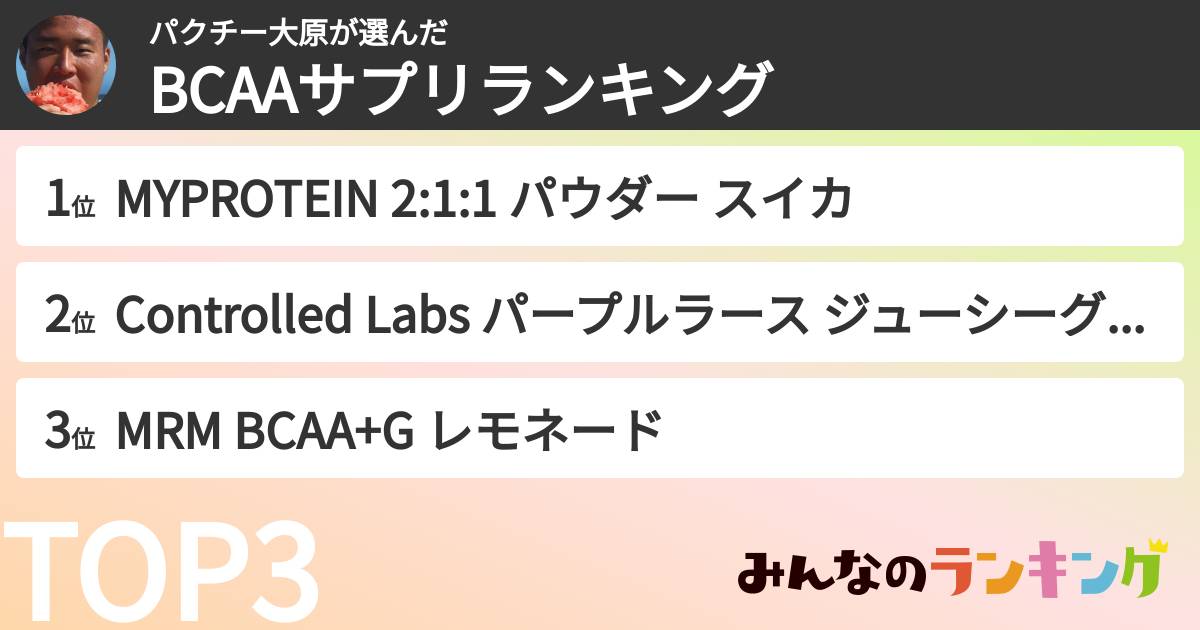 パクチー大原さんの「BCAAサプリランキング」