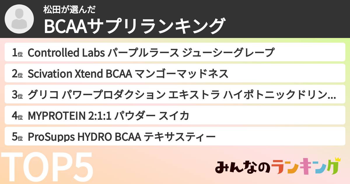 松田さんの「BCAAサプリランキング」