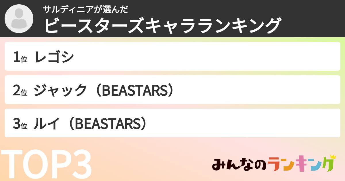 サルディニアさんの「ビースターズキャラランキング」