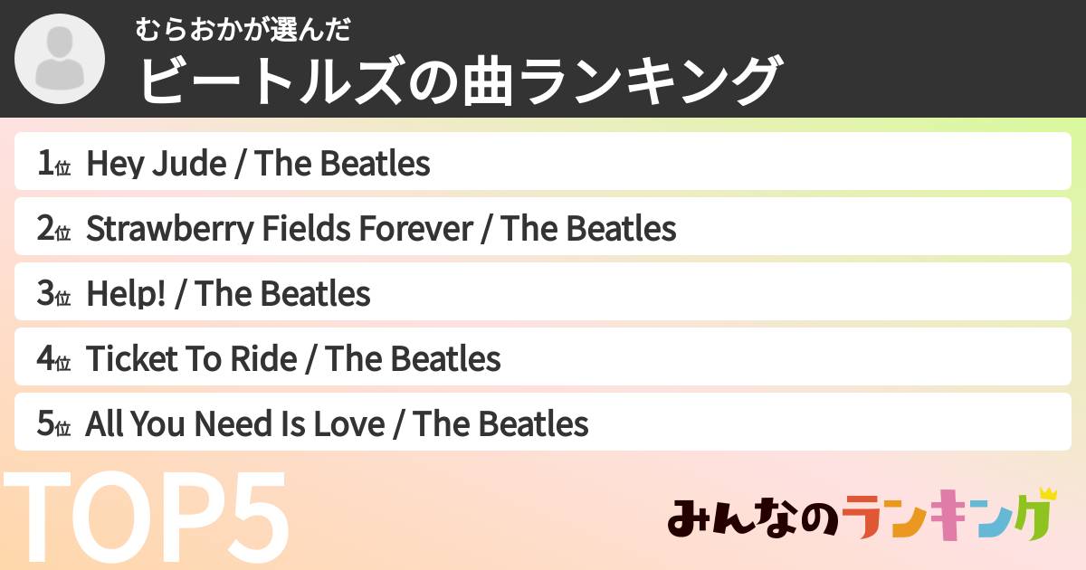 むらおかさんの「ビートルズの曲ランキング」