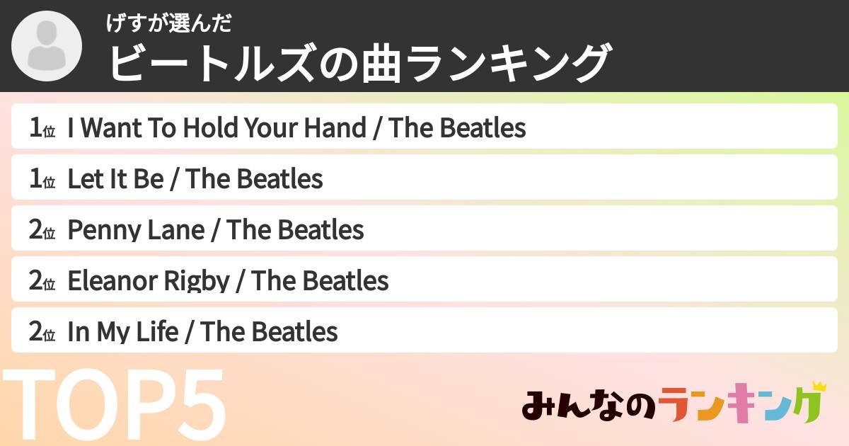 げすさんの「ビートルズの曲ランキング」
