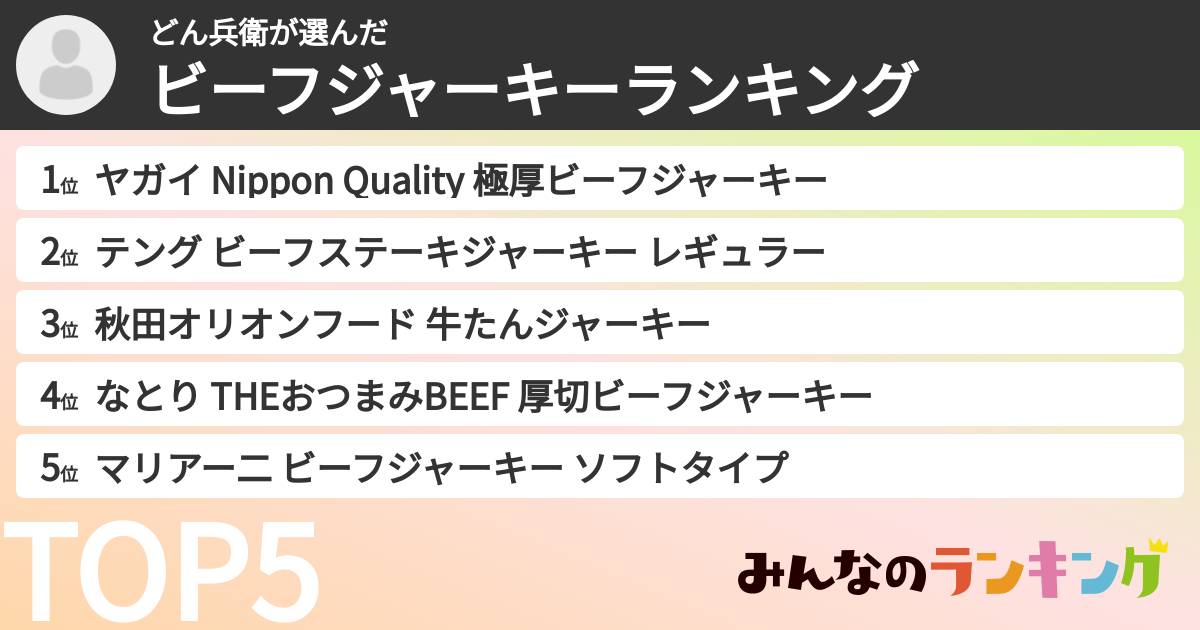 どん兵衛さんの「ビーフジャーキーランキング」